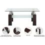 Depointer Life Glass Coffee Table, Rectangle Coffee Table for Living Room Modern Side Coffee Table with Lower Shelf,Perfect for Living Room Conversation Leisure Occasions, Metal Leg,Brown