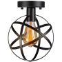 Pynsseu Industrial Retro Style Semi-Flush Mount Ceiling Light, Vintage Metal Spherical Ceiling Lighting Fixture for Kitchen Hallway Porch Bedroom 1 Pack