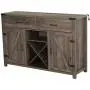 HOMCOM Wooden Farmhouse Sideboard Storage Buffet Cabinet with 2 Large Drawers, X-Shaped Wine Rack, and Cabinets, Grey HOMCOM Wooden Farmhouse Sideboard Storage Buffet Cabinet with 2 Large Drawers, X-Shaped Wine Rack, and Cabinets, Grey