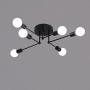 Unitary Brand Art Deco Black Metal Sputnik Design Semi Flush Mount Ceiling Light with 6 E26 Bulb Sockets 360W Painted Finish