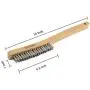 Wire Brush,Stainless Steel Wire Scratch Brush for Cleaning Rust with 14'' Long Curved Beechwood Handle,Large Wire Brush,Stainless Steel Wire Scratch Brush for Cleaning Rust with 14'' Long Curved Beechwood Handle,Large