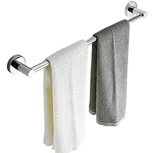 BESy Adjustable Single Towel Bar for Bathroom SUS304 Stainless Steel Towel Holder, Wall Mount with Screws Towel Bar Rod Hotel Style, Polished Chrome,15.2 to 27.8 Inch BESy Adjustable Single Towel Bar for Bathroom SUS304 Stainless Steel Towel Holder, Wall Mount with Screws Towel Bar Rod Hotel Style, Polished Chrome,15.2 to 27.8 Inch