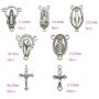 60pcs Antique Silver Tibetan Style Rosary Cross and Center Miraculous Medal with Alloy Crucifix Cross Pendants and Oval Chandelier Links for Rosary Holy Beads Necklace Making M154