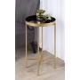 Kate and Laurel Celia Round Metal Foldable Tray Accent Table, Black with Gold Base