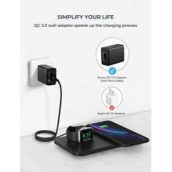 Wireless Charger [with QC 3.0 Adapter], Seneo 2 in 1 Wireless Charging Pad with iWatch Stand for iWatch 5/4/3, 7.5W for iPhone 12/11/Pro Max/XR/XS Max/XS/8/8P/Airpods Pro (No Magnetic Charging Cable)