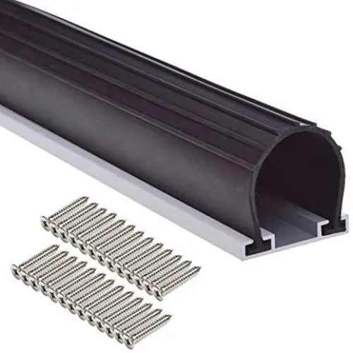 16FT Heavy-Duty U Ring Shape Universal Garage Door Bottom Seals Rubber with Pre-drilled Aluminum Track Retainer Base Kit (16ft, Black) 16FT Heavy-Duty U Ring Shape Universal Garage Door Bottom Seals Rubber with Pre-drilled Aluminum Track Retainer Base Kit (16ft, Black)