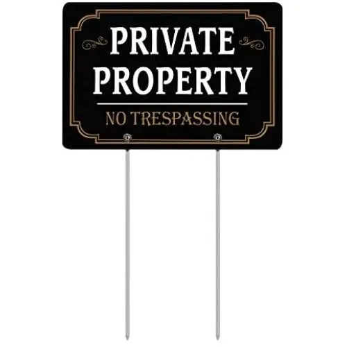 HISVISION Private Property No Trespassing Sign with Metal Stakes, 12'' x 8'' Heavy Duty Aluminum Reflective No Trespassing Sign for Lawn House Yard HISVISION Private Property No Trespassing Sign with Metal Stakes, 12'' x 8'' Heavy Duty Aluminum Reflective No Trespassing Sign for Lawn House Yard