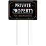 HISVISION Private Property No Trespassing Sign with Metal Stakes, 12'' x 8'' Heavy Duty Aluminum Reflective No Trespassing Sign for Lawn House Yard