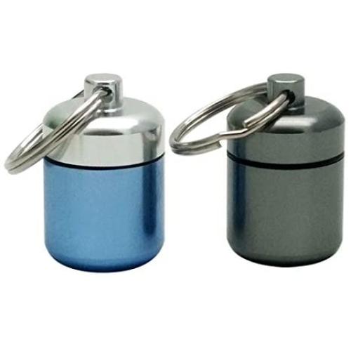 FAYALA Waterproof Aluminum Pill Case Box Aluminum Pill Container Metal Pill Box Case (Blue and Gray)