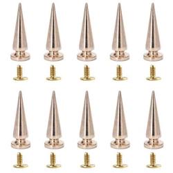 Uviviu 20 Pcs 29mm Spike and Studs, Metal Rivet Screw on Cone for Leather Crafts Punk DIY Clothing (Gold)