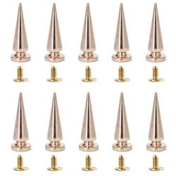 Uviviu 20 Pcs 29mm Spike and Studs, Metal Rivet Screw on Cone for Leather Crafts Punk DIY Clothing (Gold)