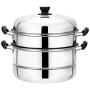 Beeiee Steaming Cookware, Steamer Pot, Multi-layer Boiler, 10Qt 11 Inch Stainless Steel Steamer, work with Gas, Electric, Grill Stove Top, Dishwasher Safe