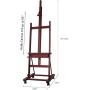MEEDEN Extra Large Studio H-Frame Easel, Adjustable Tilting Solid Beech Wood Artist Easel, Mahogany Stain Finish Floor Painting Easel Stand, Accommodates Canvas Art up to 92 inch high