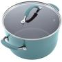 Rachael Ray Cucina Nonstick Cookware Pots and Pans Set, 12 Piece, Agave Blue