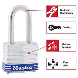 Master Lock 3TRILF Laminated Steel Padlock with Key, 3 Pack