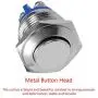 ESUPPORT Car Raised Top High 19mm Momentary Stainless Metal Push Button Switch 3A/250V 2Pin Pack of 5