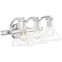 Sorren Modern Wall Light Polished Nickel Hardwired 20 1/2'' Wide 3-Light Fixture Curving Clear Glass for Bathroom Vanity Mirror - Possini Euro Design