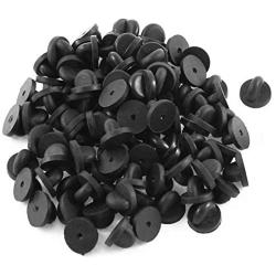 Rubber Pin Backs, 100PCS Lapel Pin Backs, Pin Safety Backs for Brooch Tie Hat Badge Insignia, Black