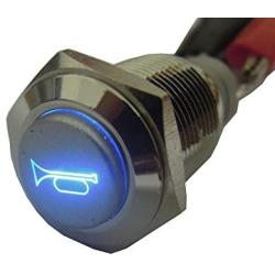 ESUPPORT 12V Car Blue LED Momentary Speaker Push Button Metal Switch