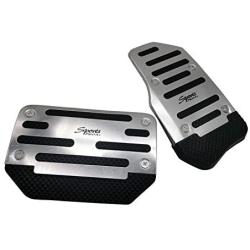 Universal 2 PCS Silver Non-Slip Automatic Car Gas Brake Pedal Cover Pad Metal Plastic Car Gas Brake Foot Pedal Pad Cover Accelerator
