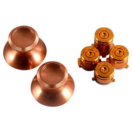 eXtremeRate Metal Gold Alumium Alloy Thumbsticks Bullet ABXY Mod Buttons Replacement Parts for Xbox One Standard, Xbox One Elite, Xbox One S/X Controller