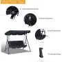 Outsunny 3-Person Porch Lawn Swing with Canopy, Outdoor Yard Glider Swing Chair with Stand, Black Outsunny 3-Person Porch Lawn Swing with Canopy, Outdoor Yard Glider Swing Chair with Stand, Black