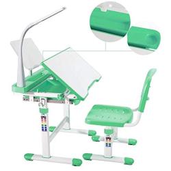 Mecor Kids Desk and Chair Set, Height Adjustable Childrens Sturdy Table, Student School Desks,Pencil Case,Bookstand (Green)