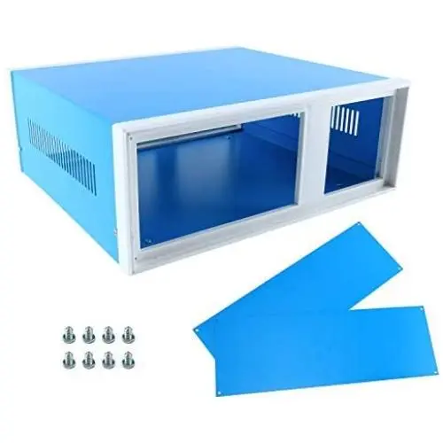 YaeCCC Electronic Enclosures Blue Metal Enclosure Project Case DIY Box Junction Case Enclosure Preventive Case (12.2'' x 11.2'' x 4.3'')