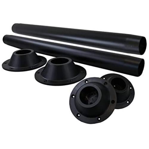 Class A Customs | 2 Pack | 27.5'' Black Metal Table Leg, with 2 Black Surface Mount Plastic Bases (2 Black Legs, 4 Black Surface Mount Bases)