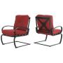 MFSTUDIO 2PCS Patio Bistro Dining Spring Motion Chairs Outdoor Furniture for Backyard, Garden with Removable Cushion Seat, Metal Frame, Burgundy