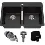 Kraus Quarza Kitchen Sink, 33-Inch Equal Bowls, Black Onyx Granite, KGD-433B model Kraus Quarza Kitchen Sink, 33-Inch Equal Bowls, Black Onyx Granite, KGD-433B model