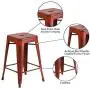 Flash Furniture Commercial Grade 24'' High Backless Distressed Kelly Red Metal Indoor-Outdoor Counter Height Stool Flash Furniture Commercial Grade 24'' High Backless Distressed Kelly Red Metal Indoor-Outdoor Counter Height Stool