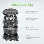 VIVOSUN 2.5'' 4 Pieces Herb Grinder Black Aluminium Spice Grinder with Pollen Scraper