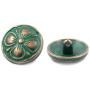 Bezelry 10 Pieces Green Cyan Antique Copper Clover Metal Shank Buttons. (23mm)