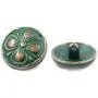 Bezelry 10 Pieces Green Cyan Antique Copper Clover Metal Shank Buttons. (23mm) Bezelry 10 Pieces Green Cyan Antique Copper Clover Metal Shank Buttons. (23mm)