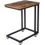 VASAGLE Industrial Side Table, End Table for Coffee Laptop Tablet, Mobile Table with Rolling Casters, Steel Frame, for Living Room, Bedroom, Rustic Brown and Black ULNT50X