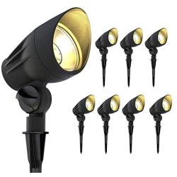 GOODSMANN Landscape Lights Low Voltage Spot Lights 11 Watt LED Landscape Lighting Flood Lights 3000K with Metal Spike and Connector (8 Pack) 9920-2650-08