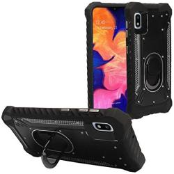 Compatible with Samsung Galaxy A10e SM-A102 - Aluminum Metal Hybrid Phone Case with Stand - ZY0 Black