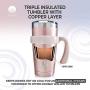 ALBOR Triple Insulated Stainless Steel Tumbler 20 oz Glitter Rose Gold Coffee Travel Mug With Handle