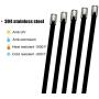 90pcs 11.8 Inch Stainless Steel Multi-Purpose Metal Cable Zip Ties Heavy Duty, Black Plastic Coated