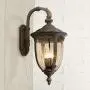 Bellagio Vintage Outdoor Wall Light Fixture Bronze Metal 20 1/2'' Champagne Hammered Glass for Exterior House Porch Patio - John Timberland