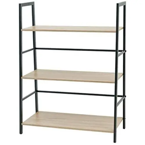 C-Hopetree Ladder Bookshelf - 3 Tier Bookcase Display Shelf - Black Metal Frame C-Hopetree Ladder Bookshelf - 3 Tier Bookcase Display Shelf - Black Metal Frame