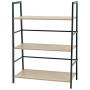 C-Hopetree Ladder Bookshelf - 3 Tier Bookcase Display Shelf - Black Metal Frame