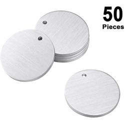 Blank Stamping Tags Round Stamping Tags Metal Pendants Tags, 1 Inch with Hole 0.06 Inch Thickness for Craft (50 Pieces)