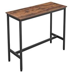 VASAGLE ALINERU Bar Table, Narrow Rectangular Bar Table, Kitchen Table, Pub Dining High Table, Sturdy Metal Frame, 39.4 x 15.7 x 35.4 Inches, Easy Assembly, Industrial Design, Rustic Brown