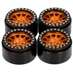 GoolRC 4PCS Metal 1.9'' Beadlock Wheel Rim Hub for 1/10 Traxxas Hsp Tamiya Axial SCX10 D90 HPI RC Car (Yellow)