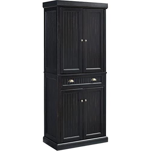 Crosley Furniture Seaside Kitchen Pantry Cabinet - Distressed Black