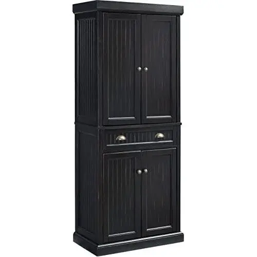 Crosley Furniture Seaside Kitchen Pantry Cabinet - Distressed Black Crosley Furniture Seaside Kitchen Pantry Cabinet - Distressed Black