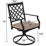 PHI Villa Patio Swivel Chair Outdoor Metal Dining Chairs Patio Furniture Sets Garden Backyard Cushion All-Weather - 2 PC