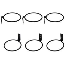 TQVAI 4 inch Flower Pot Holder Ring Wall Mounted 6 Pack Metal Planter Hooks Hangers Wall Bracket, Black